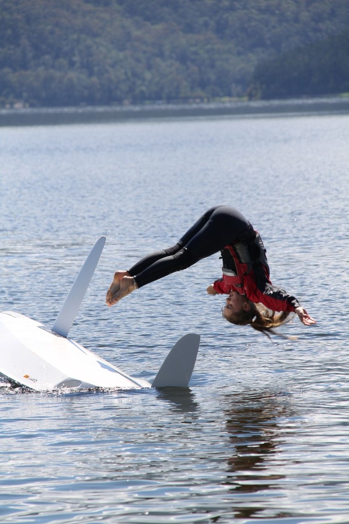 Nicci Edwards mid flight in the singles freestyle - Australian O’pen BIC Cup 2010 © Bevan McKavanagh